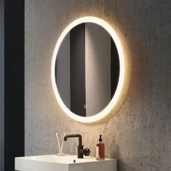 Arezzo 800mm Large Round LED Illuminated Anti-Fog Mirror