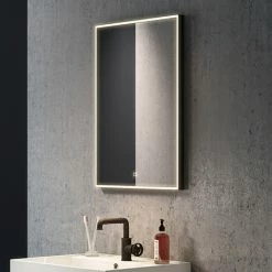 Arezzo Matt Black 520 x 720mm Rectangular LED Illuminated Anti-Fog Bathroom Mirror