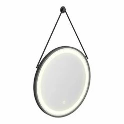 Arezzo Matt Black 600mm Round LED Illuminated Anti-Fog Bathroom Mirror -Bathroom Mirrors Shop AZ47MB n d1 460