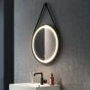 Arezzo Matt Black 600mm Round LED Illuminated Anti-Fog Bathroom Mirror -Bathroom Mirrors Shop AZ47MB n p