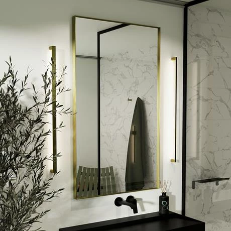 Arezzo Brushed Brass 600 x 800mm Rectangular Mirror 4 Arezzo Brushed Brass 600 x 800mm Rectangular Mirror - Image 2