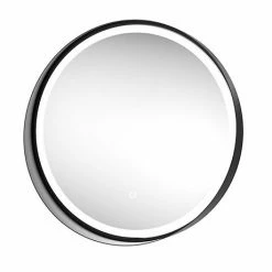 Arezzo Matt Black 600mm Round Colour Changing LED Illuminated Bathroom Mirror with Anti-Fog
