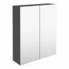 Brooklyn 600mm Gloss Grey Bathroom Mirror Cabinet - 2 Door -Bathroom Mirrors Shop B6GYWM p