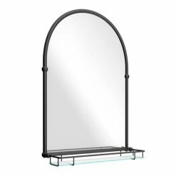 Chatsworth Traditional 700 x 490mm Arched Mirror with Glass Shelf - Matt Black -Bathroom Mirrors Shop CHTMBMS detail04 460