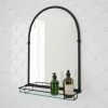 Chatsworth Traditional 700 x 490mm Arched Mirror with Glass Shelf - Matt Black -Bathroom Mirrors Shop CHTMBMS lrg01 670
