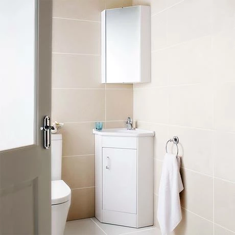 Cove Gloss White Corner Mirror Cabinet 4 Cove Gloss White Corner Mirror Cabinet - Image 2