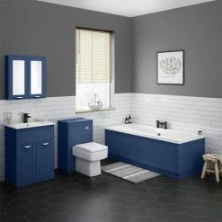 Keswick Blue 600mm Traditional Wall Hung 2 Door Mirror Cabinet -Bathroom Mirrors Shop KES BLU 2DM D1 460