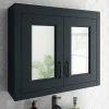 Chatsworth Graphite 2-Door Mirror Cabinet - 690mm Wide with Matt Black Handles 1 Chatsworth Graphite 2-Door Mirror Cabinet - 690mm Wide with Matt Black Handles -Bathroom Mirrors Shop MCABBLKMB prod