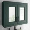 Chatsworth Green 2-Door Mirror Cabinet - 690mm Wide with Matt Black Handles -Bathroom Mirrors Shop MCABGRNMB n p