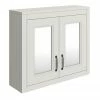 Chatsworth Grey 2-Door Mirror Cabinet - 690mm Wide with Matt Black Handles -Bathroom Mirrors Shop MCABGRYMB p