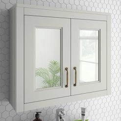 Chatsworth 690mm Grey 2-Door Mirror Cabinet