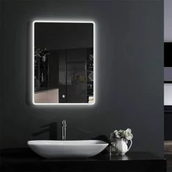 Croydex Chilcombe Hang N Lock Illuminated Mirror with Demister Pad 500 x 700mm - MM720200E -Bathroom Mirrors Shop MM720200E D1 460