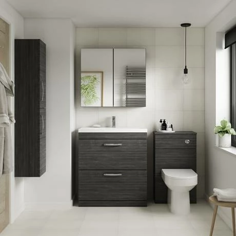 Brooklyn 800mm Hacienda Black Bathroom Mirror Cabinet - 2 Door 4 Brooklyn 800mm Hacienda Black Bathroom Mirror Cabinet - 2 Door - Image 2