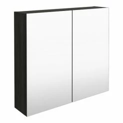 Brooklyn 800mm Hacienda Black Bathroom Mirror Cabinet - 2 Door