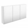 Hudson Reed 1350mm White Gloss 3 Door Mirror Cabinet - QUA009 -Bathroom Mirrors Shop QUA009 np