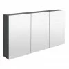 Hudson Reed 1350mm Gloss Grey 3 Door Mirror Cabinet - QUA010 -Bathroom Mirrors Shop QUA010 p1
