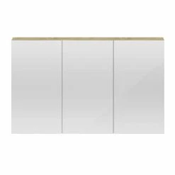 Hudson Reed 1350mm Natural Oak 3 Door Mirror Cabinet - QUA012 -Bathroom Mirrors Shop QUA012 detail1 460