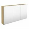Hudson Reed 1350mm Natural Oak 3 Door Mirror Cabinet - QUA012 -Bathroom Mirrors Shop QUA012 prod1
