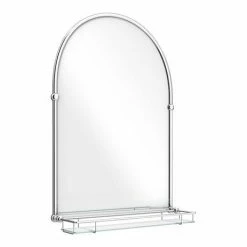 Chatsworth Traditional 700 x 490mm Arched Mirror with Glass Shelf - Chrome -Bathroom Mirrors Shop TMCS02 detail1 460