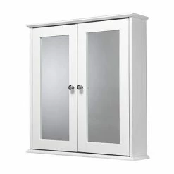 Croydex Ashby White Wooden Double Door Mirror Cabinet with FlexiFix - WC280022