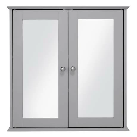 Croydex Ashby Grey Wooden Double Door Mirror Cabinet with FlexiFix - WC280031 4 Croydex Ashby Grey Wooden Double Door Mirror Cabinet with FlexiFix - WC280031 - Image 2