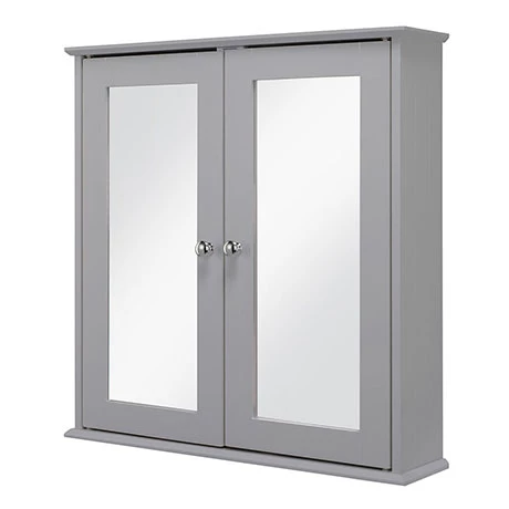 Croydex Ashby Grey Wooden Double Door Mirror Cabinet with FlexiFix - WC280031 3 Croydex Ashby Grey Wooden Double Door Mirror Cabinet with FlexiFix - WC280031