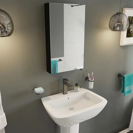 Croydex Dawley Matt Black 400mm Single Door Mirror Cabinet - WC930021 4 Croydex Dawley Matt Black 400mm Single Door Mirror Cabinet - WC930021 - Image 2