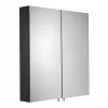 Croydex Dawley Matt Black 600mm Double Door Mirror Cabinet - WC930221 -Bathroom Mirrors Shop WC930221 P