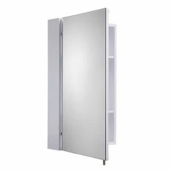 Croydex Finchley Stainless Steel Single Door Mirror Cabinet with FlexiFix - WC940005 -Bathroom Mirrors Shop WC940005 D4 460